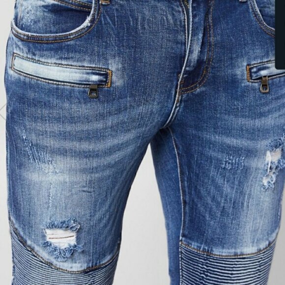 DOPE Biker Moto Distressed Skinny Jeans - Picture 3 of 9